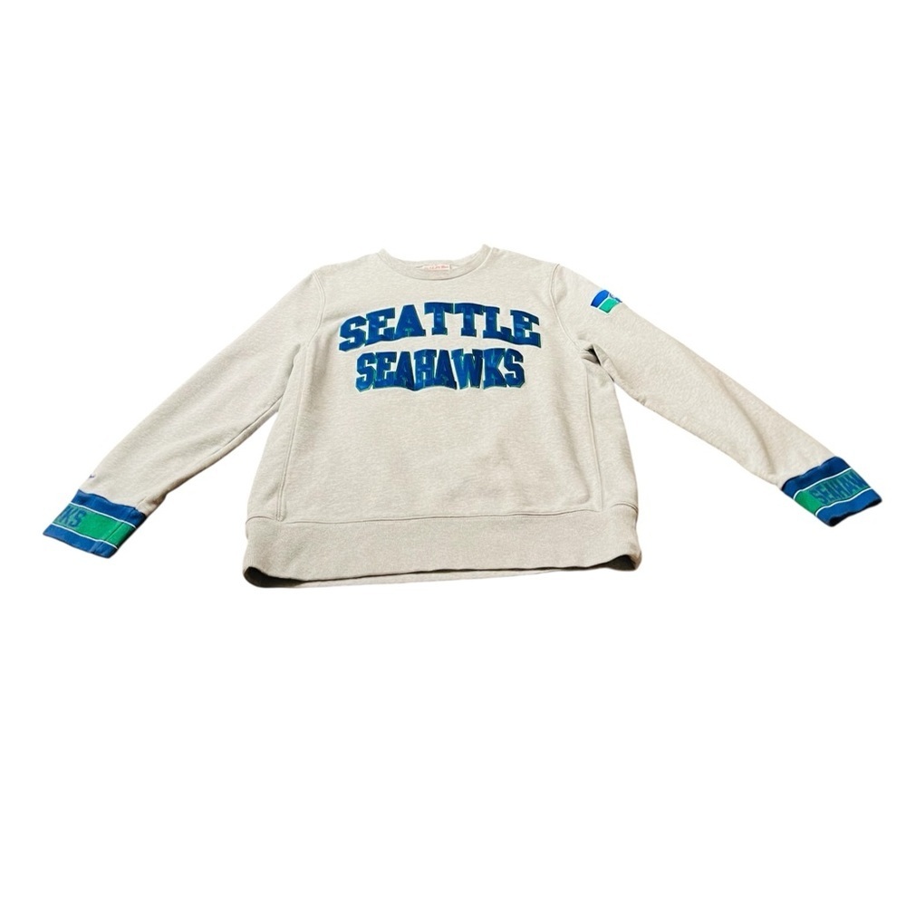 Mitchell & Ness Seattle Seahawks Light Gray Throwback Sweatshirt Size Medium
